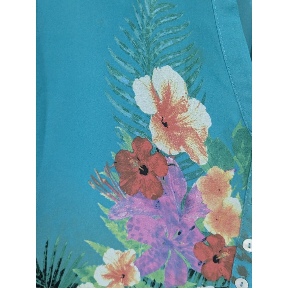 Soft Surroundings Womens Tropical Floral Sheer Tunic Plus Sz 3X Roll-tab Sleeve - Picture 5 of 9